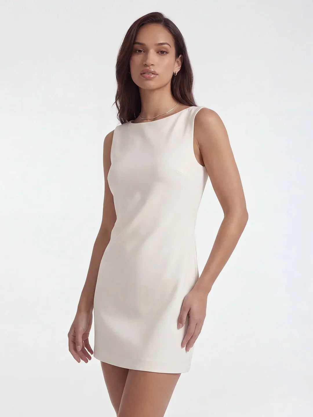 Boatneck Bow Back A-line Mini Dress