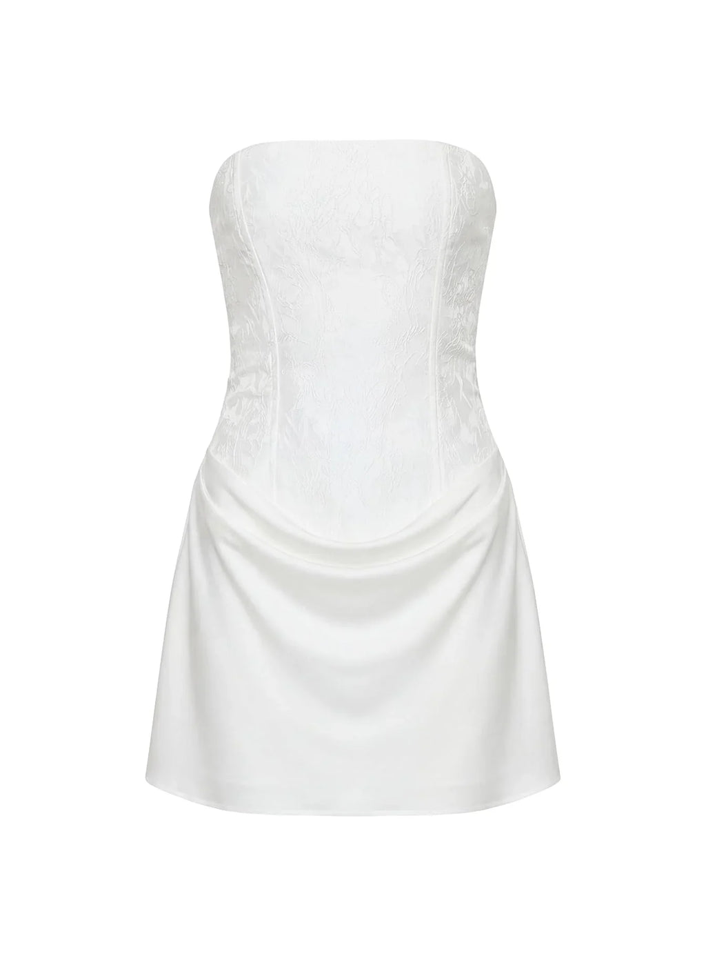 Jenevieve Strapless Drape Mini Dress White