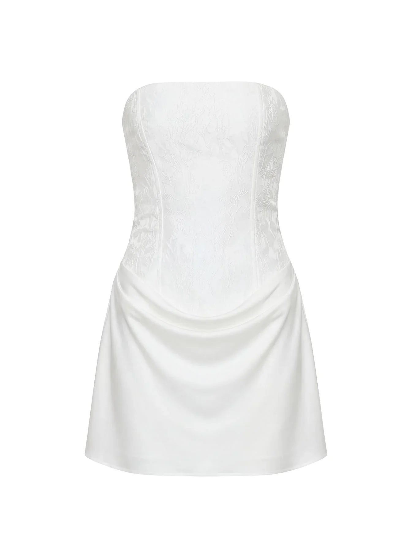Jenevieve Strapless Drape Mini Dress White