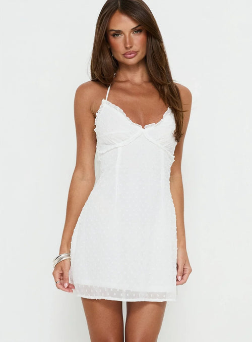 Angel Antics Halter Mini Dress White