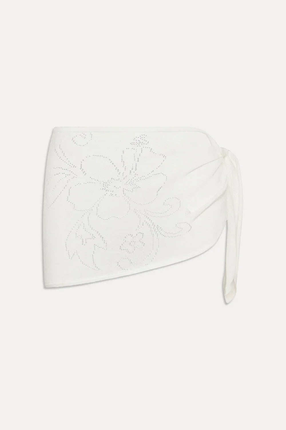 Atlas Knit Mini Skirt - White Hibiscus