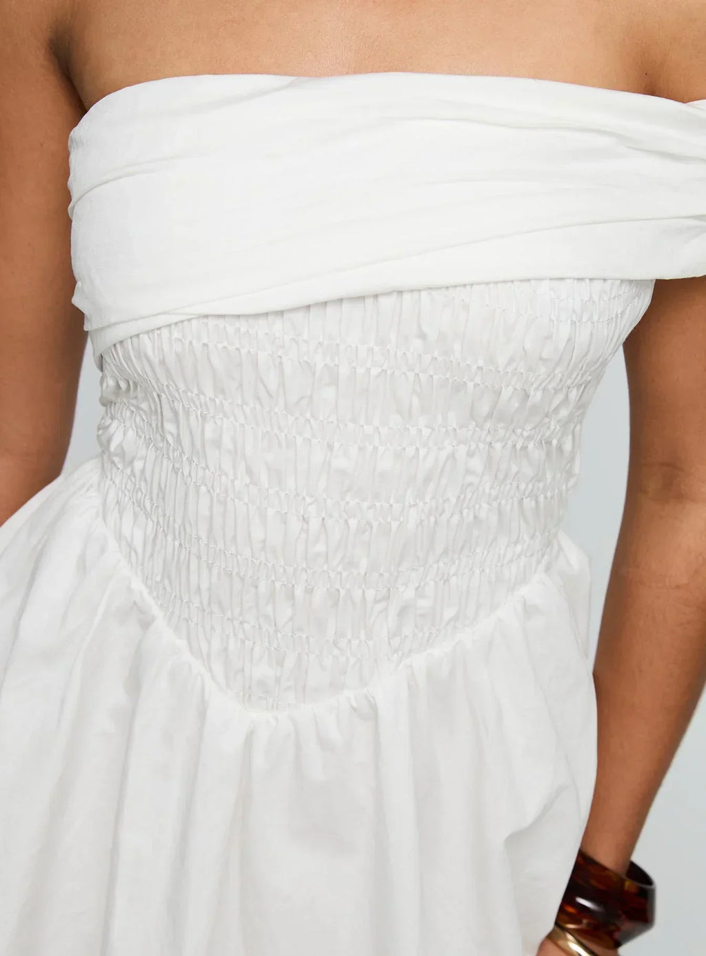 Fruitful Off Shoulder Mini Dress White