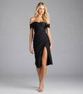 Classic Allure Off-The-Shoulder Midi Dress
