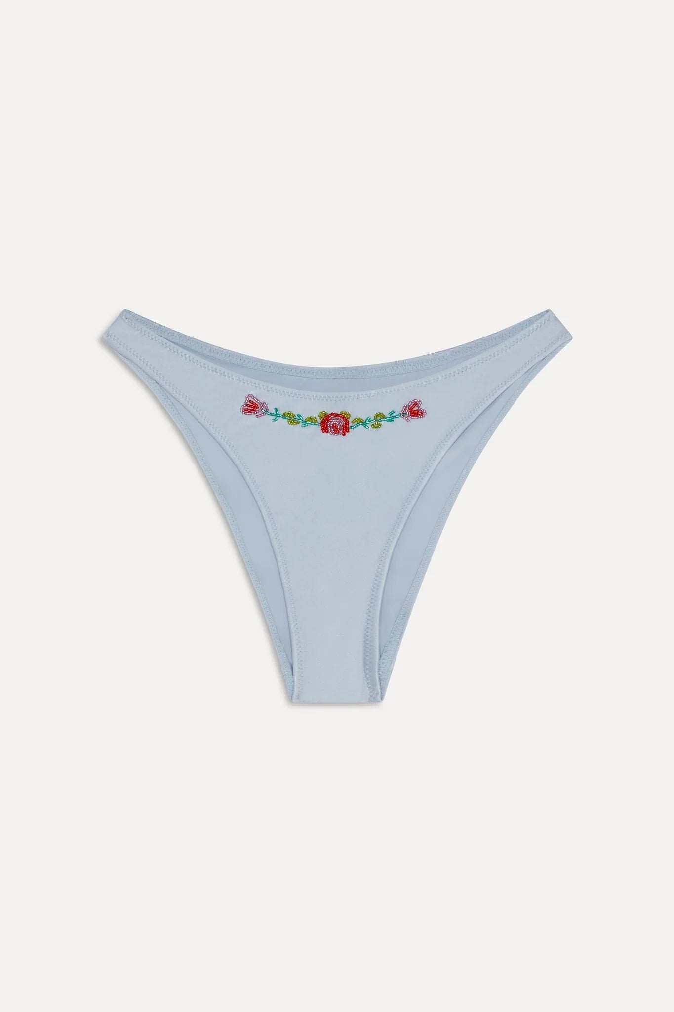 Dove Beaded Satin Bikini Bottom - Frosting
