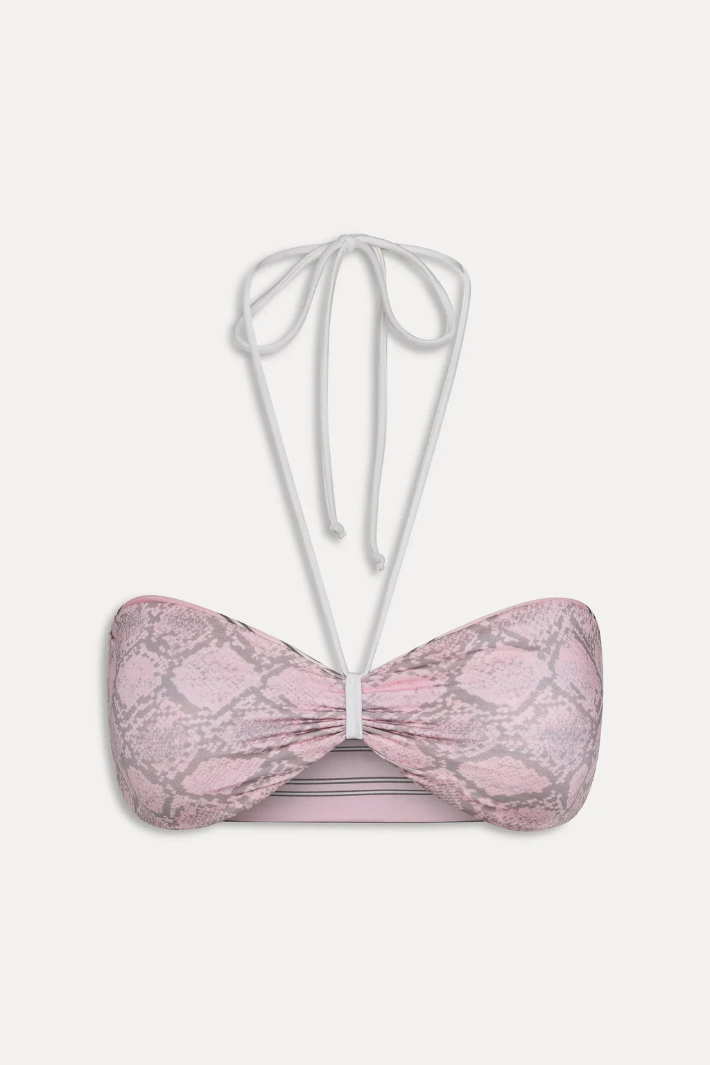 Rumi Reversible Satin Bikini Top - Pink Stripe