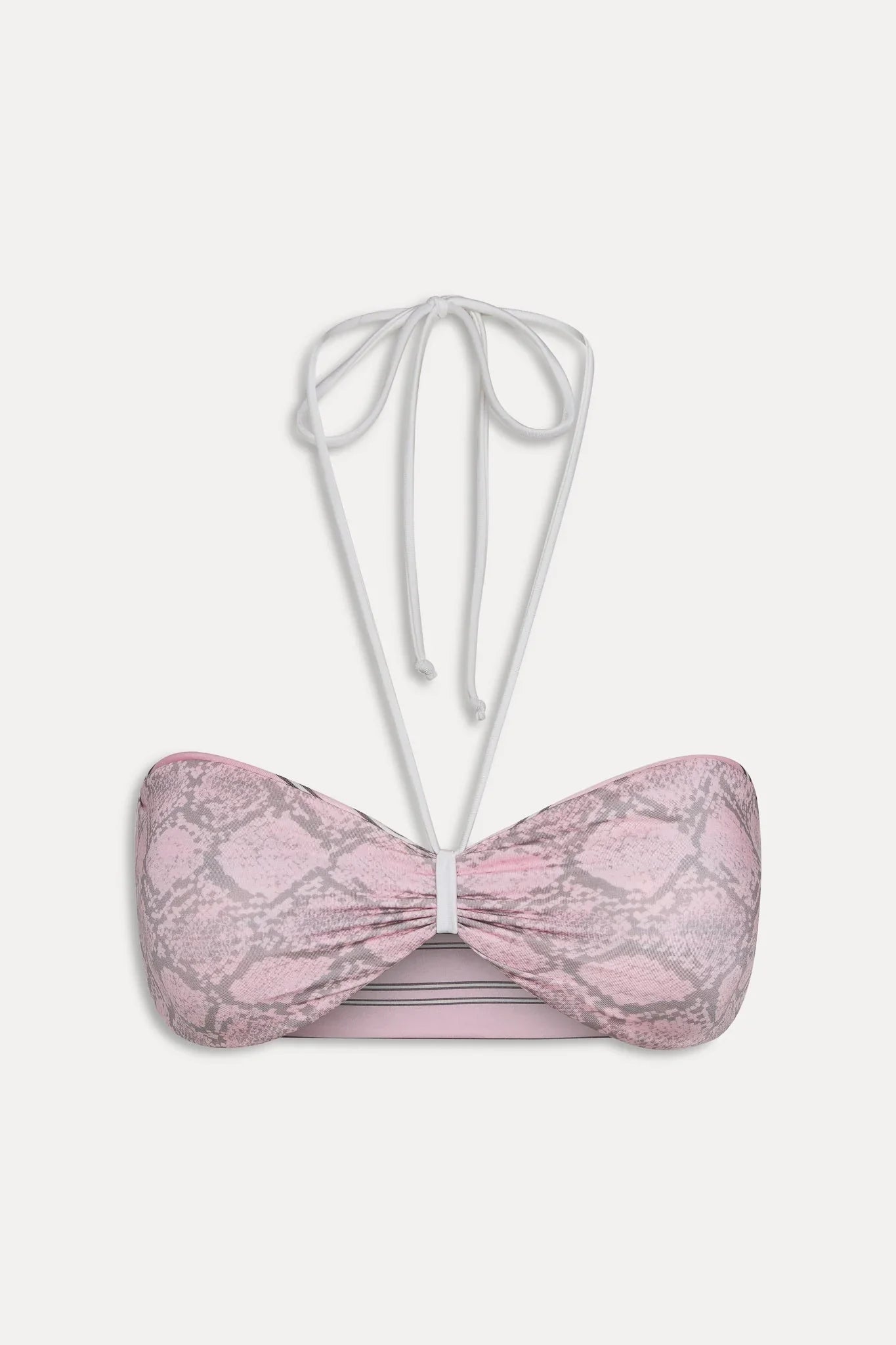 Rumi Reversible Satin Bikini Top - Pink Stripe
