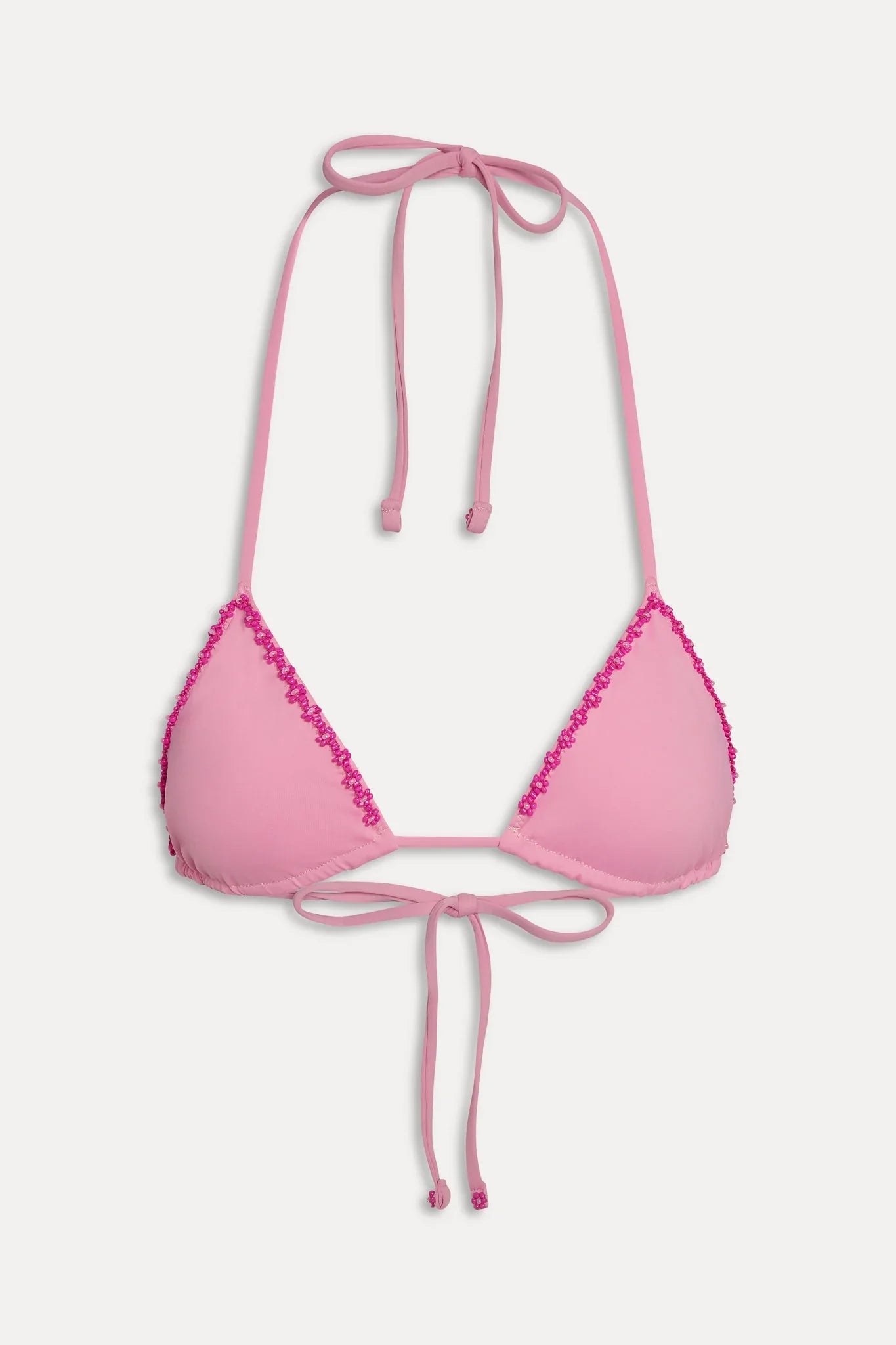 Nick Beaded Triangle Bikini Top - Pastel Pink