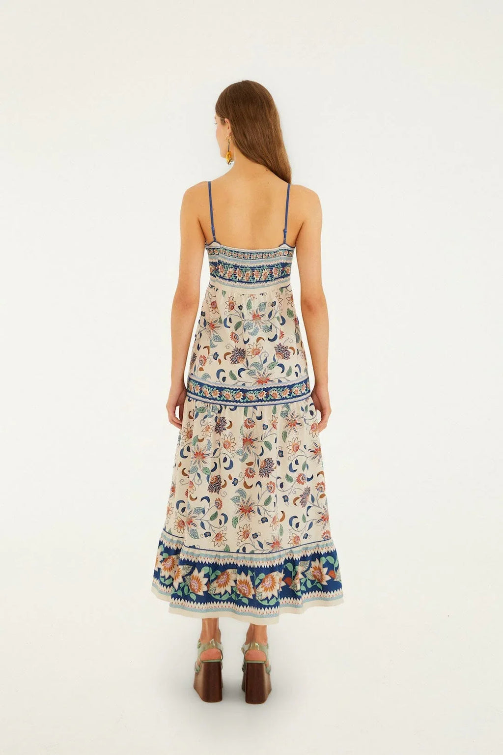 Soft Pink Floral Delhi Tapestry Midi Dress