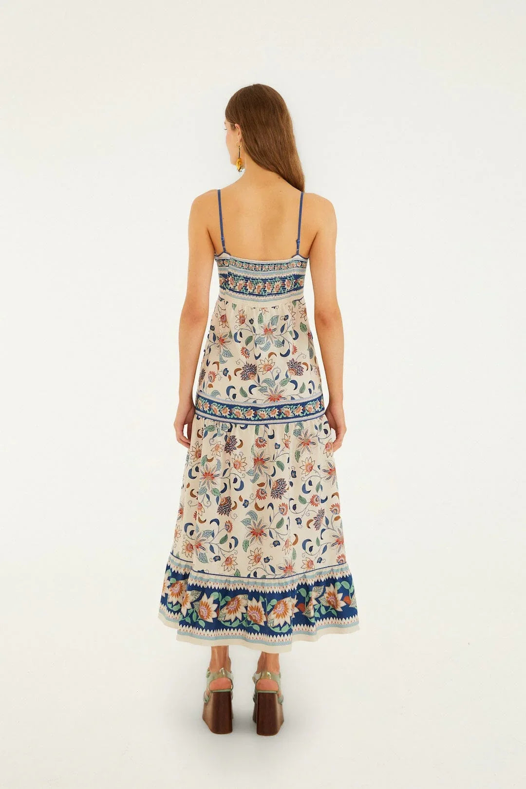 Soft Pink Floral Delhi Tapestry Midi Dress