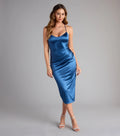 Ophelia Satin Lace-Up Midi Formal Dress