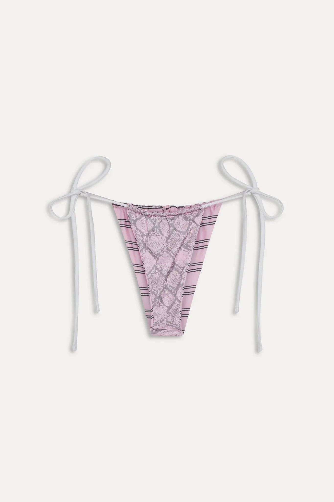 Tia Reversible Satin Bikini Bottom - Pink Stripe