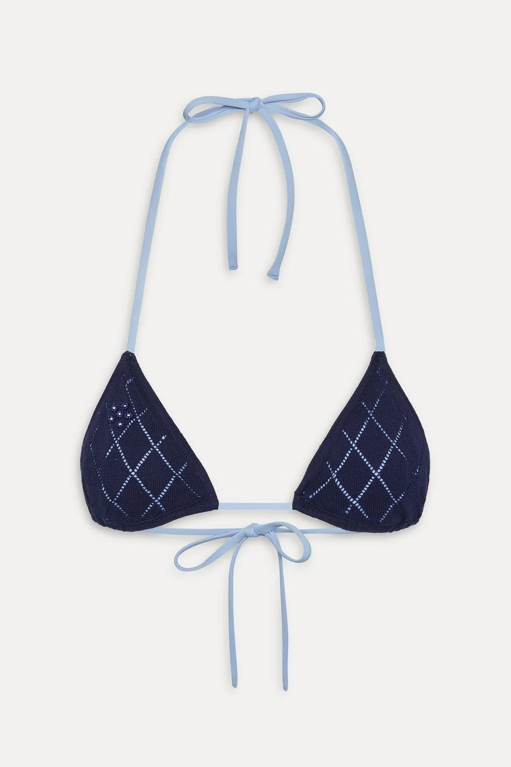 Nick Triangle Halter Bikini Top - Diamond Stitch