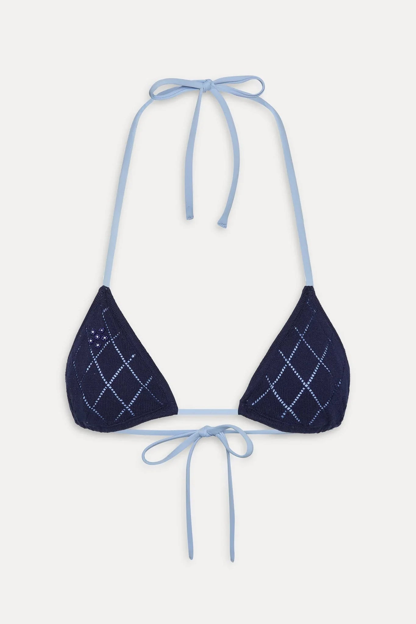 Nick Triangle Halter Bikini Top - Diamond Stitch
