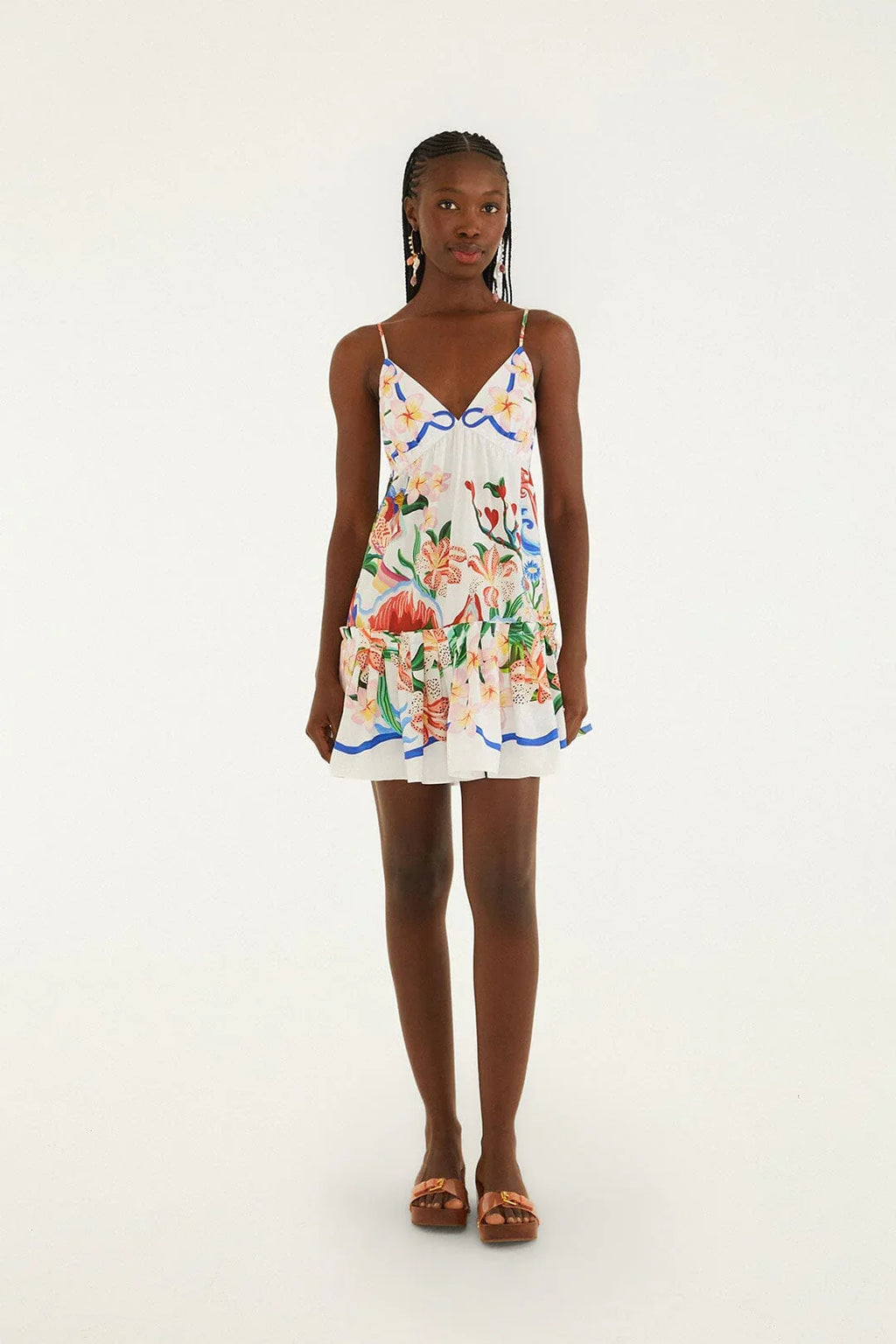 Off-White Garden Of Life Scarf Ruffled Mini Dress