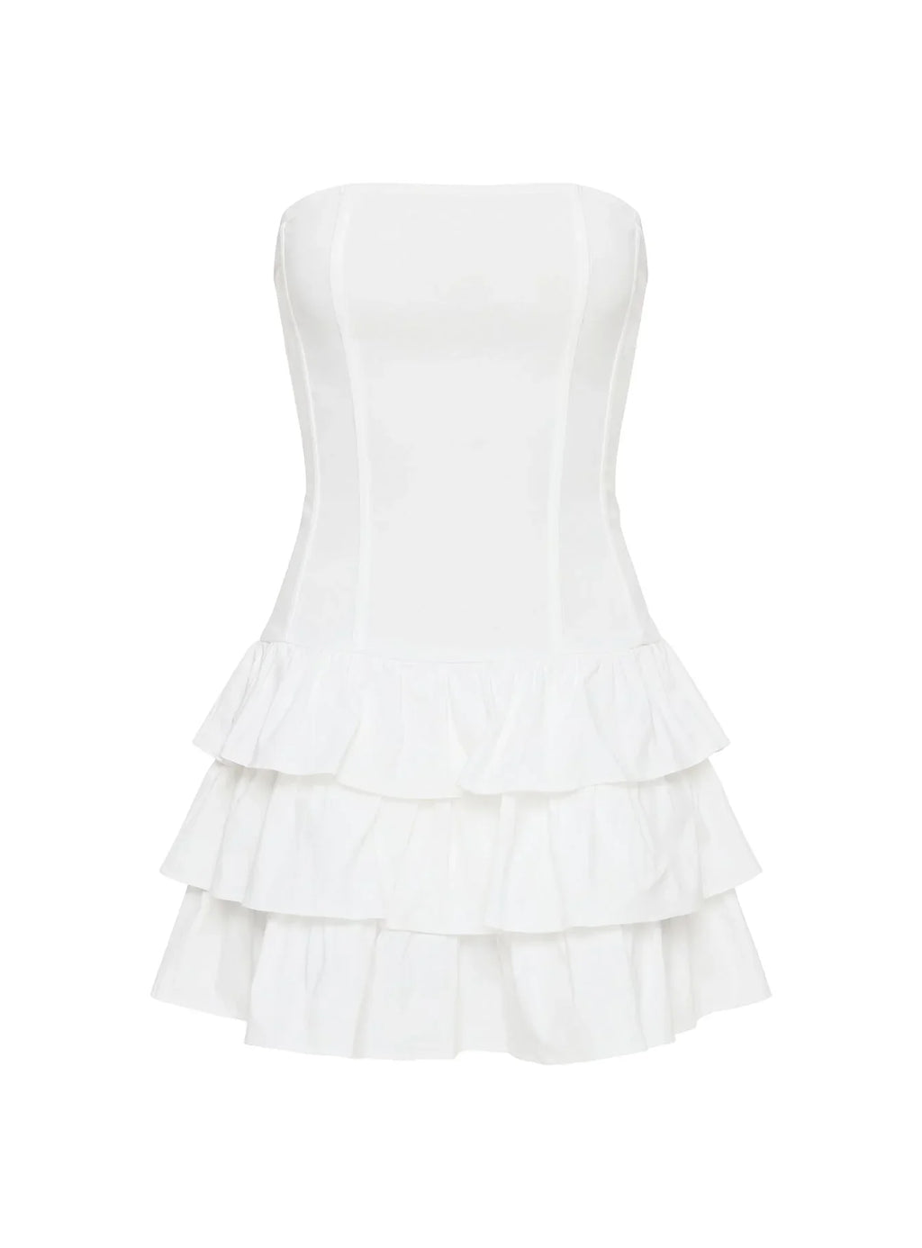 Valentia Tiered Mini Dress White