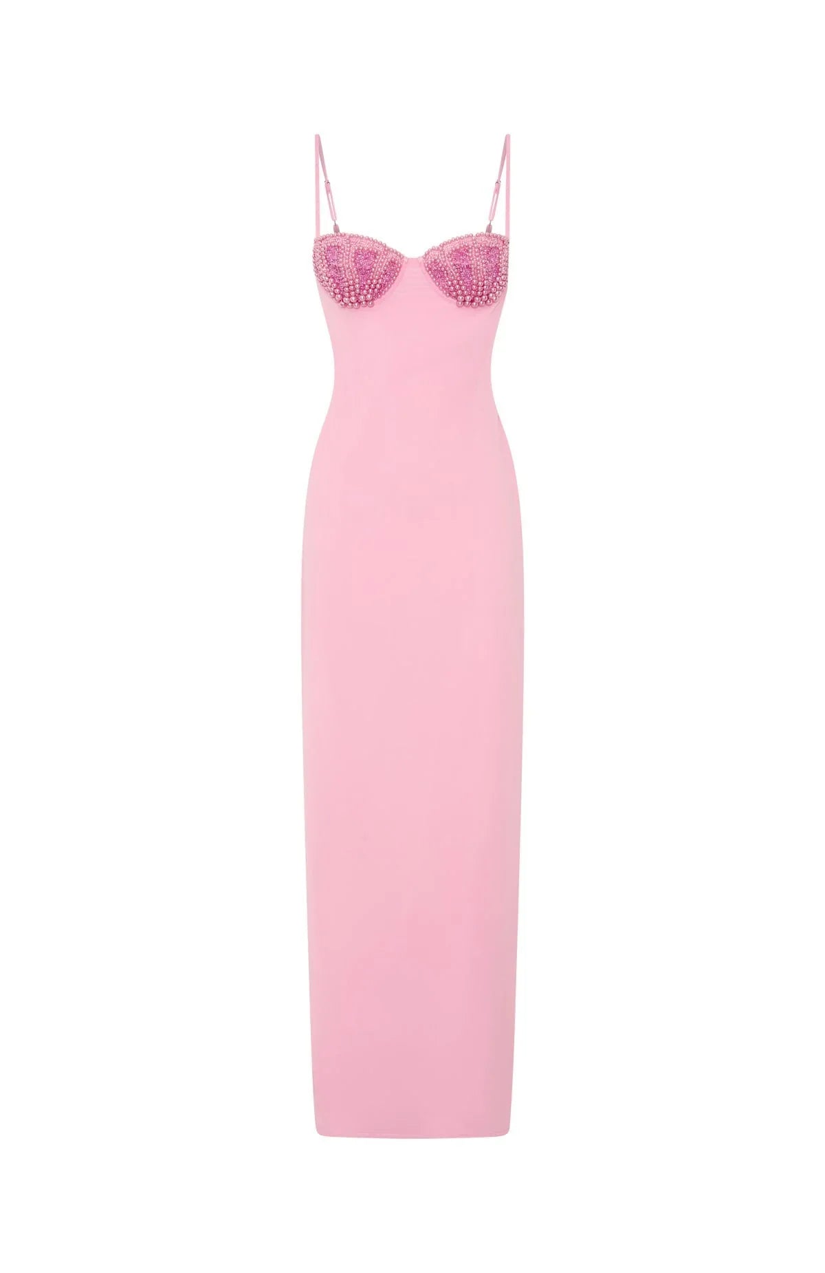 Motel Mermaid Beaded Maxi Dress Candy Pink