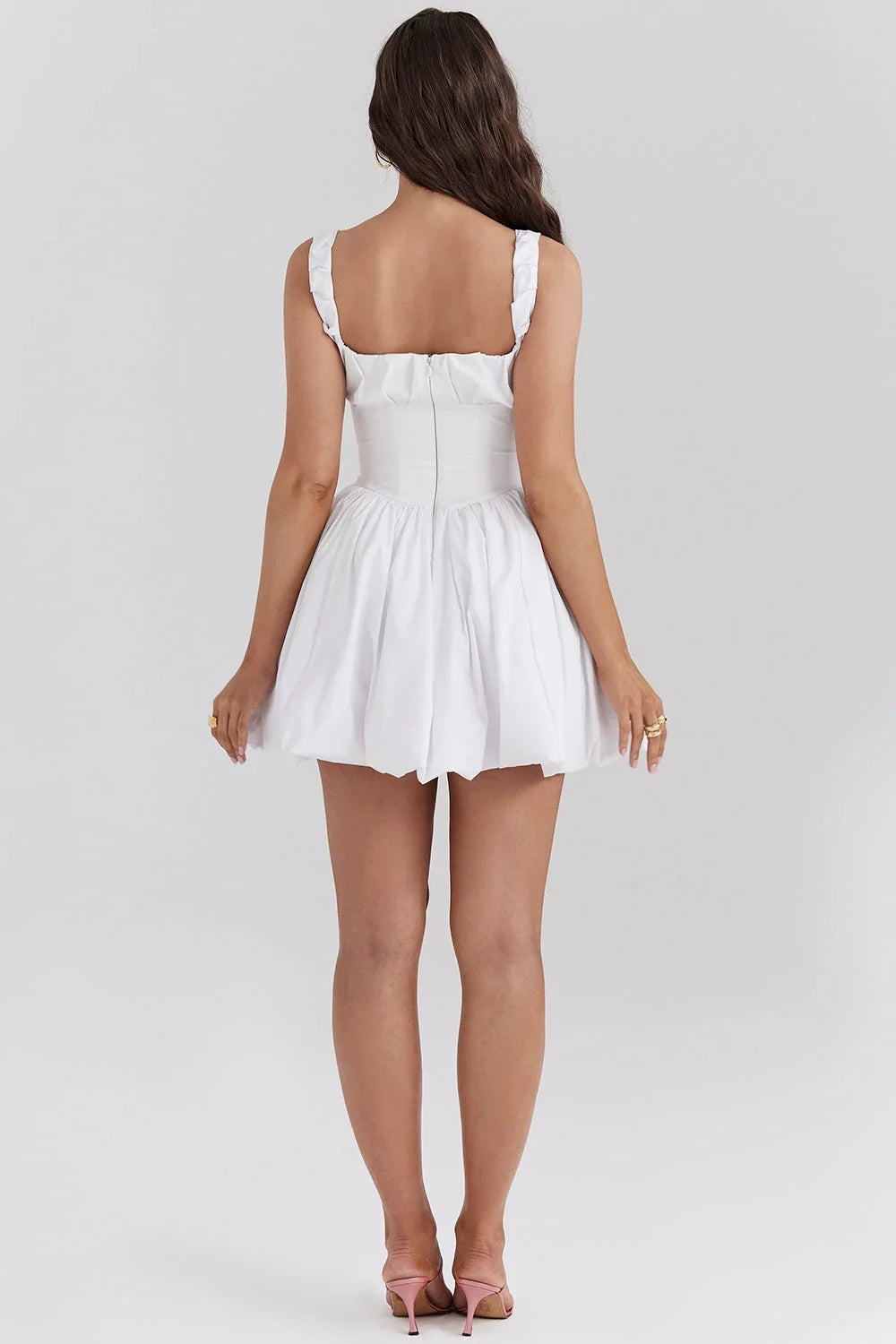 white cotton tulle mini dress