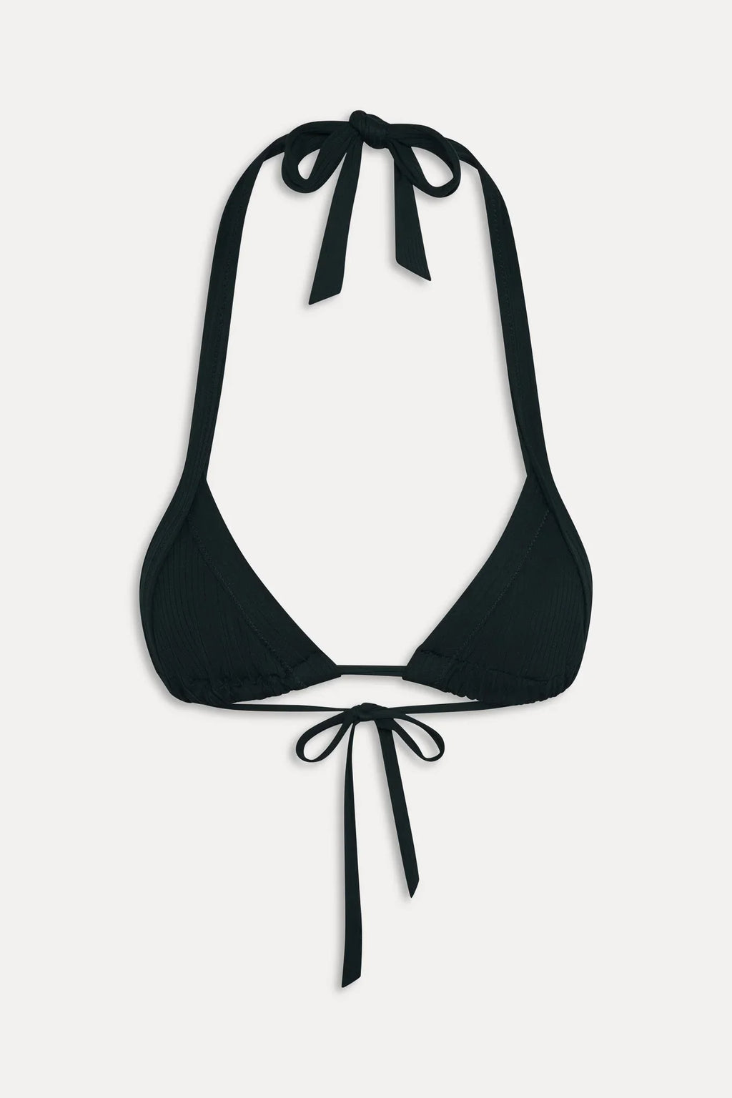 Taite Ribbed Triangle Bikini Top - Black