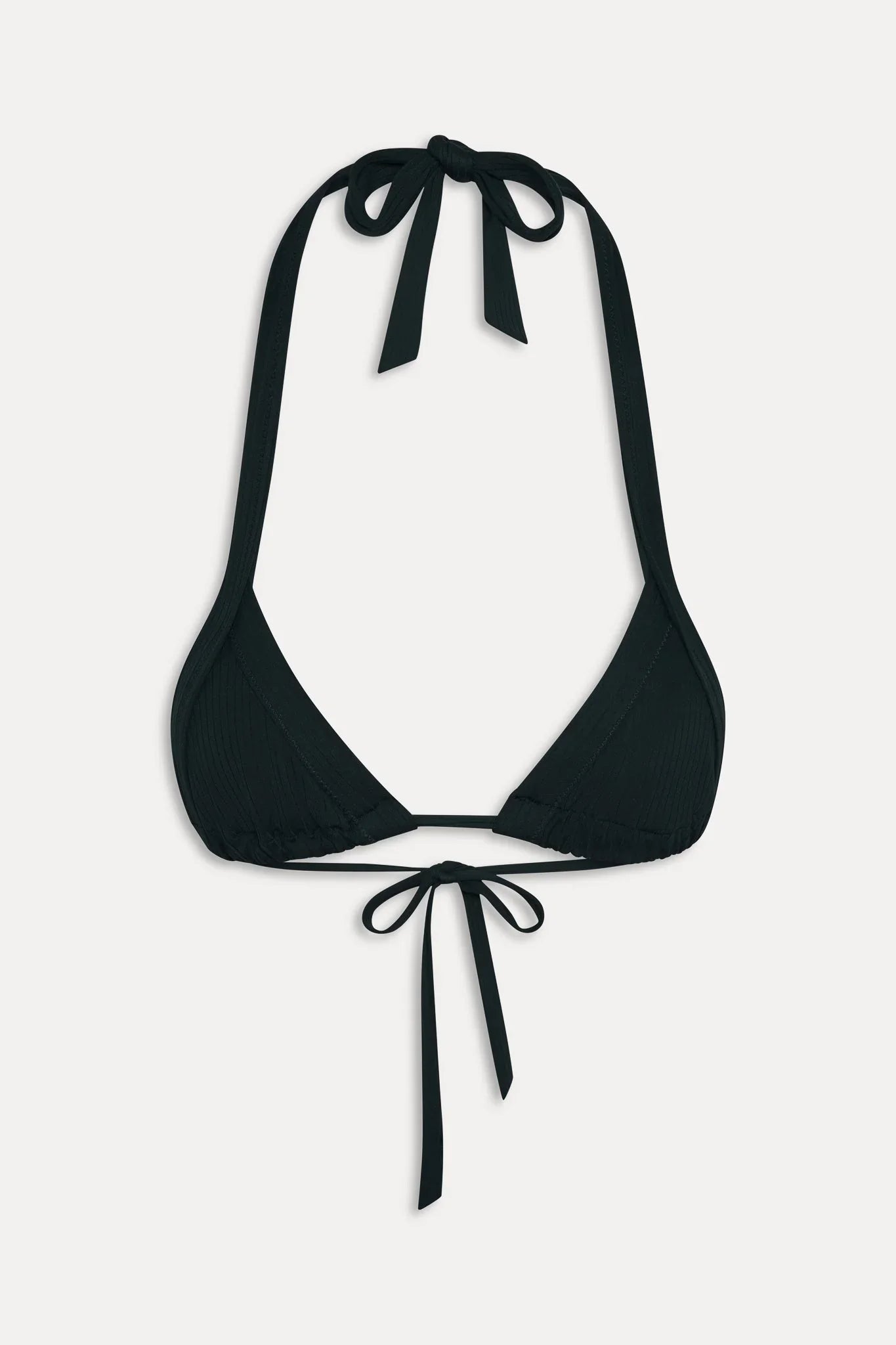 Taite Ribbed Triangle Bikini Top - Black