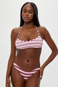 Lotus Mesh Striped Bikini Top - Strawberry Chocolate