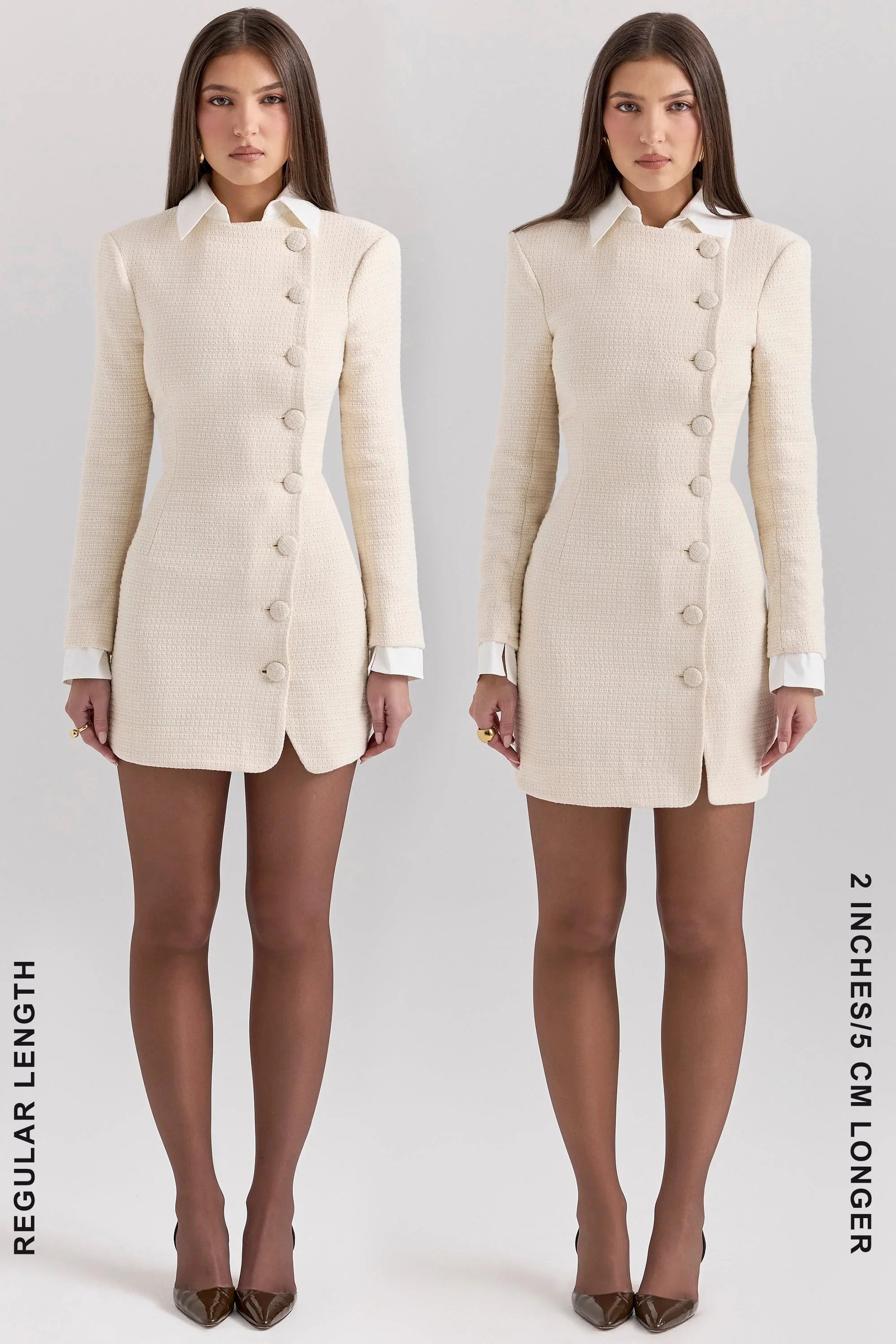 cream boucle tweed mini dress