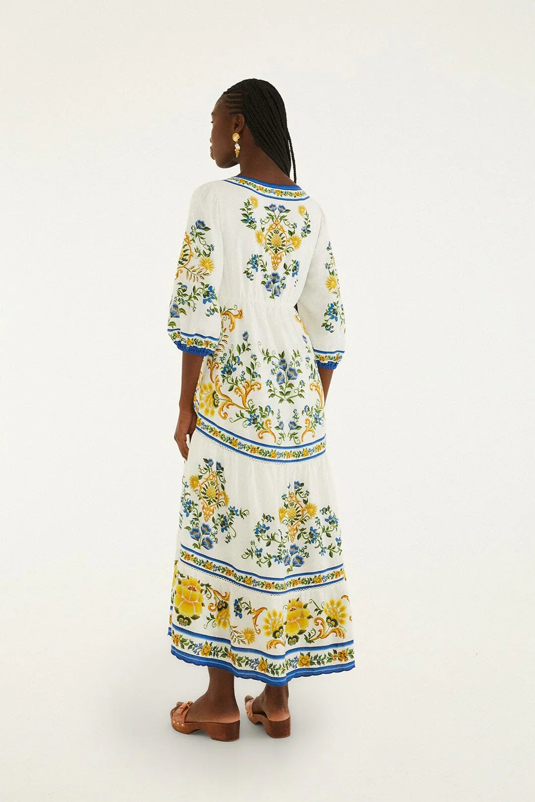 Off-White Emily Floral Tapestry Drawstring Midi Dress