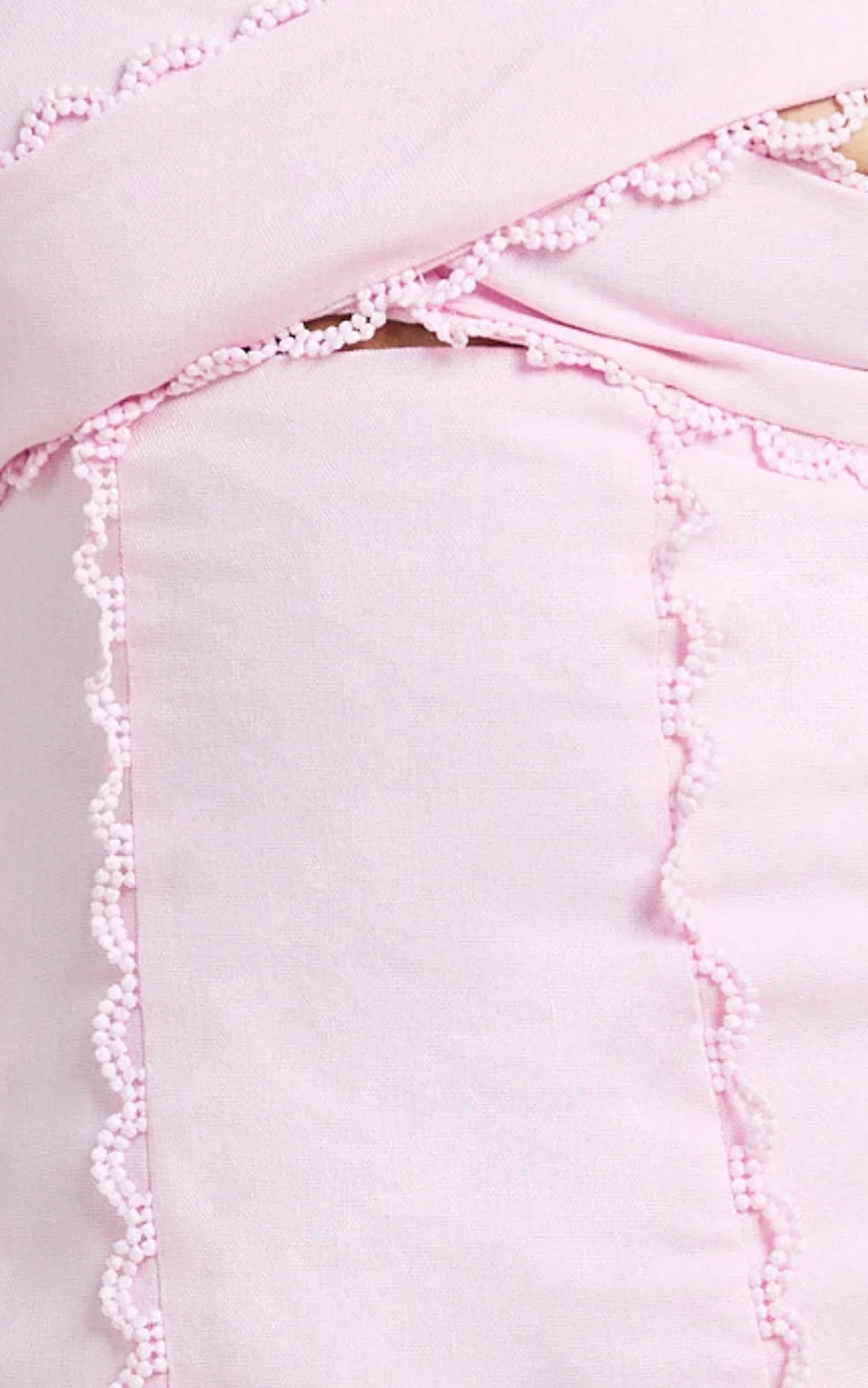Gigi Mini Linen Blend Dress - Sweetheart Tie Back Scallop Detail Dress in Pink
