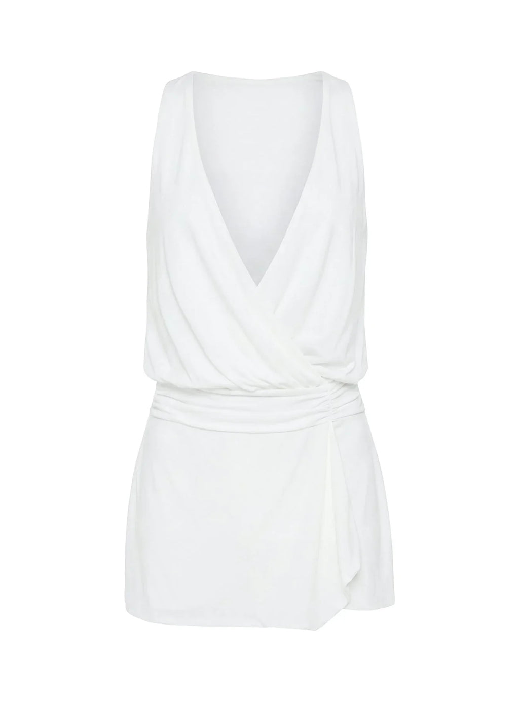 Carissima Drape Plunge Mini Dress White