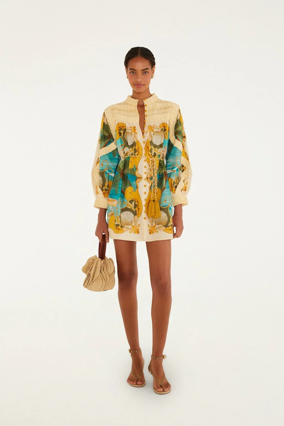 Sand Royal Sea Smocked  Mini Dress