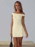 Keera Off Shoulder Ruched Mini Dress Butter