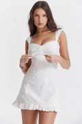 white embroidered mini dress