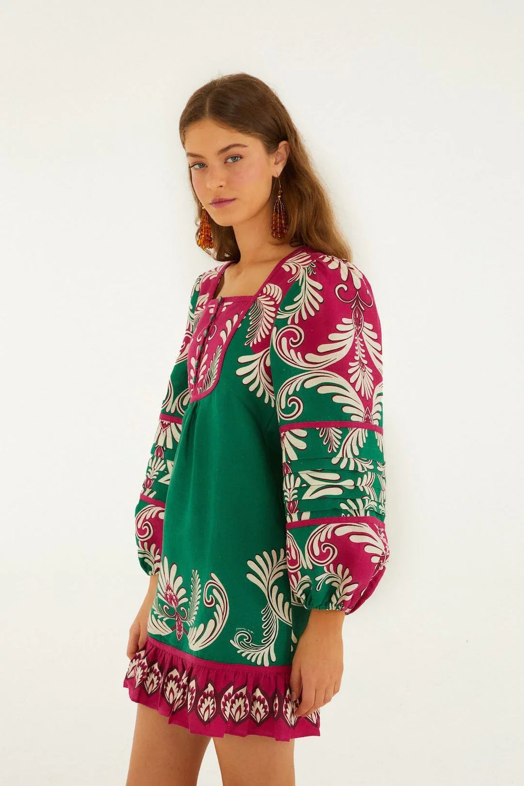 Multicolor Spring Arabesc Long Sleeve Mini Dress