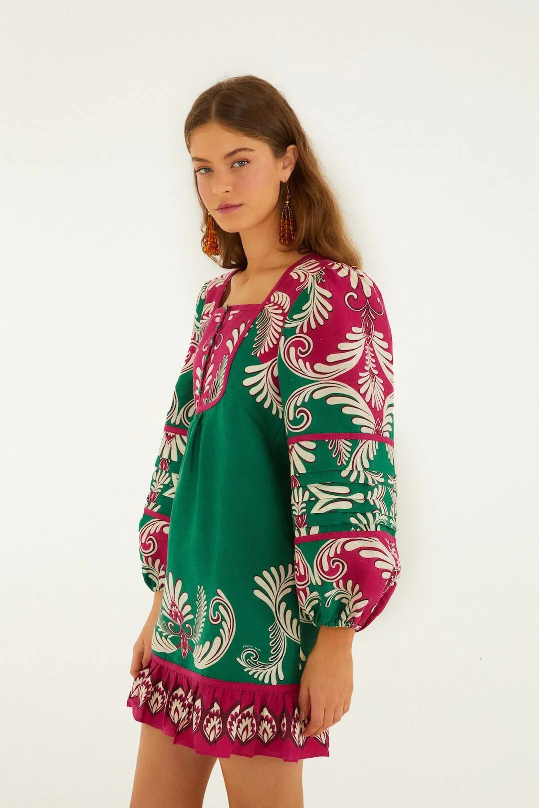 Multicolor Spring Arabesc Long Sleeve Mini Dress