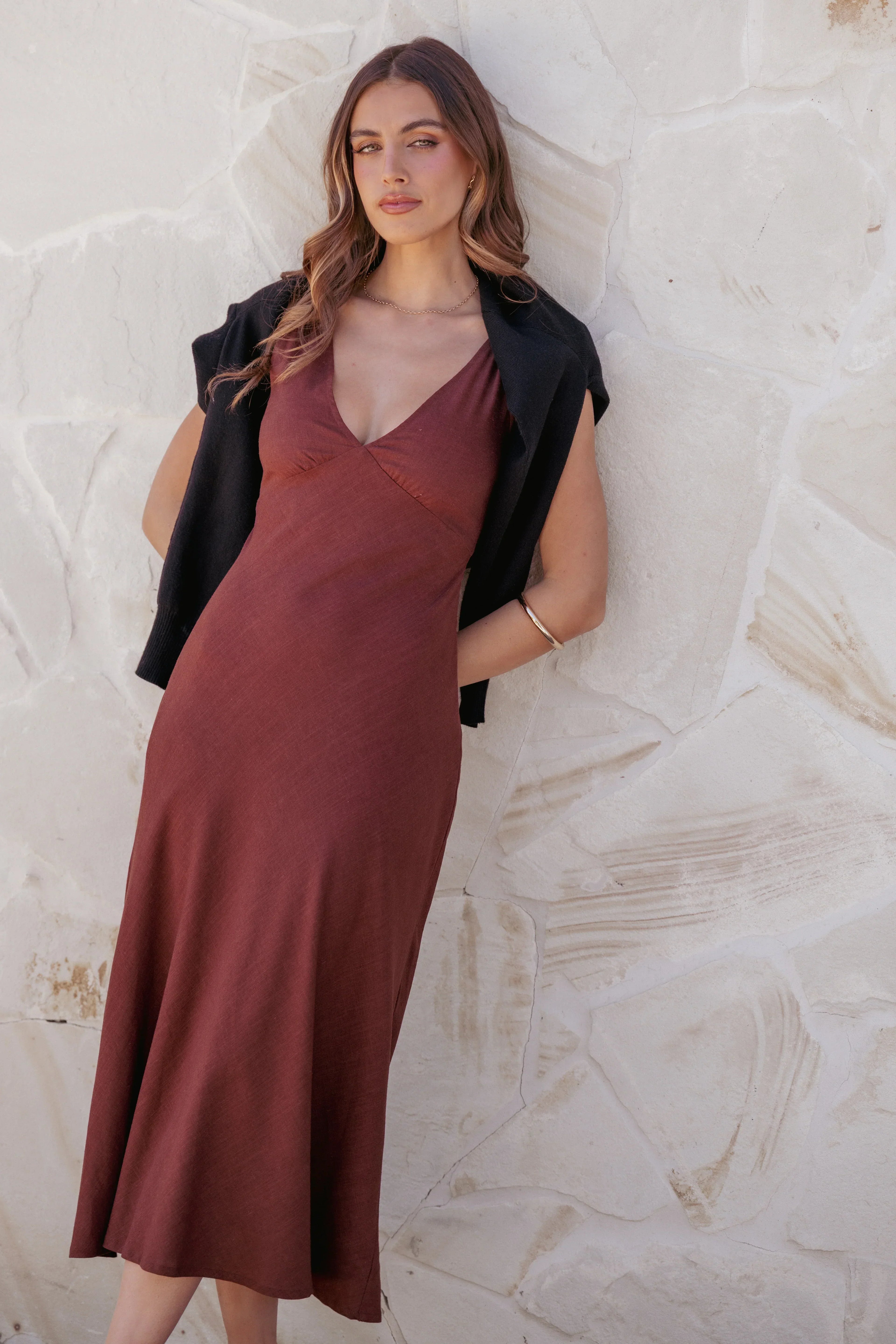 Shyla Midi Dress - Brown