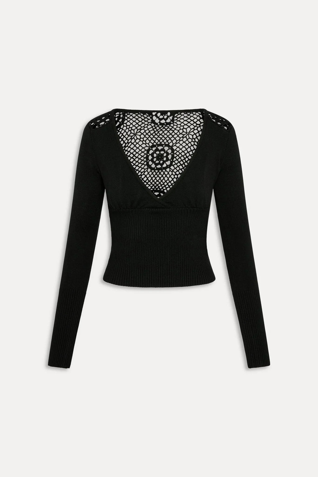 Arlo Crochet Knit Sweater - Black