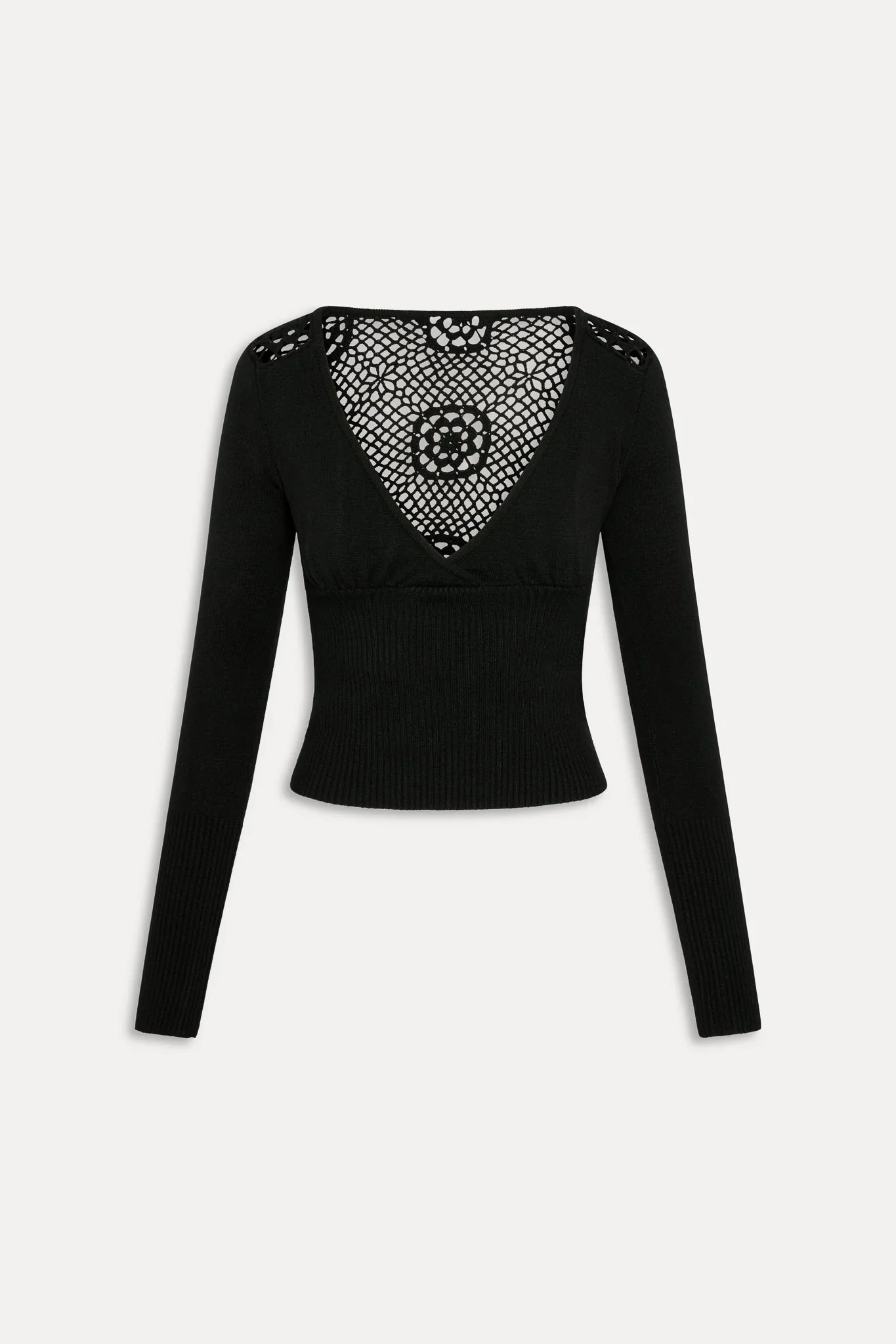 Arlo Crochet Knit Sweater - Black