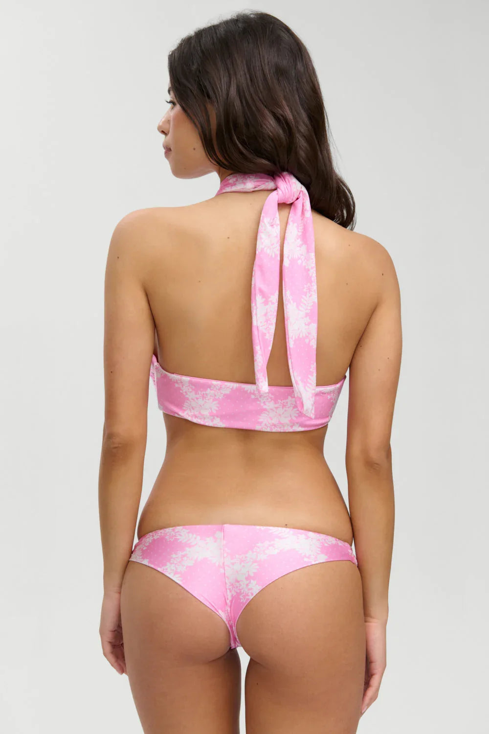 Marina Satin Cheeky Bikini Bottom - Tropical Pink Polka Dot