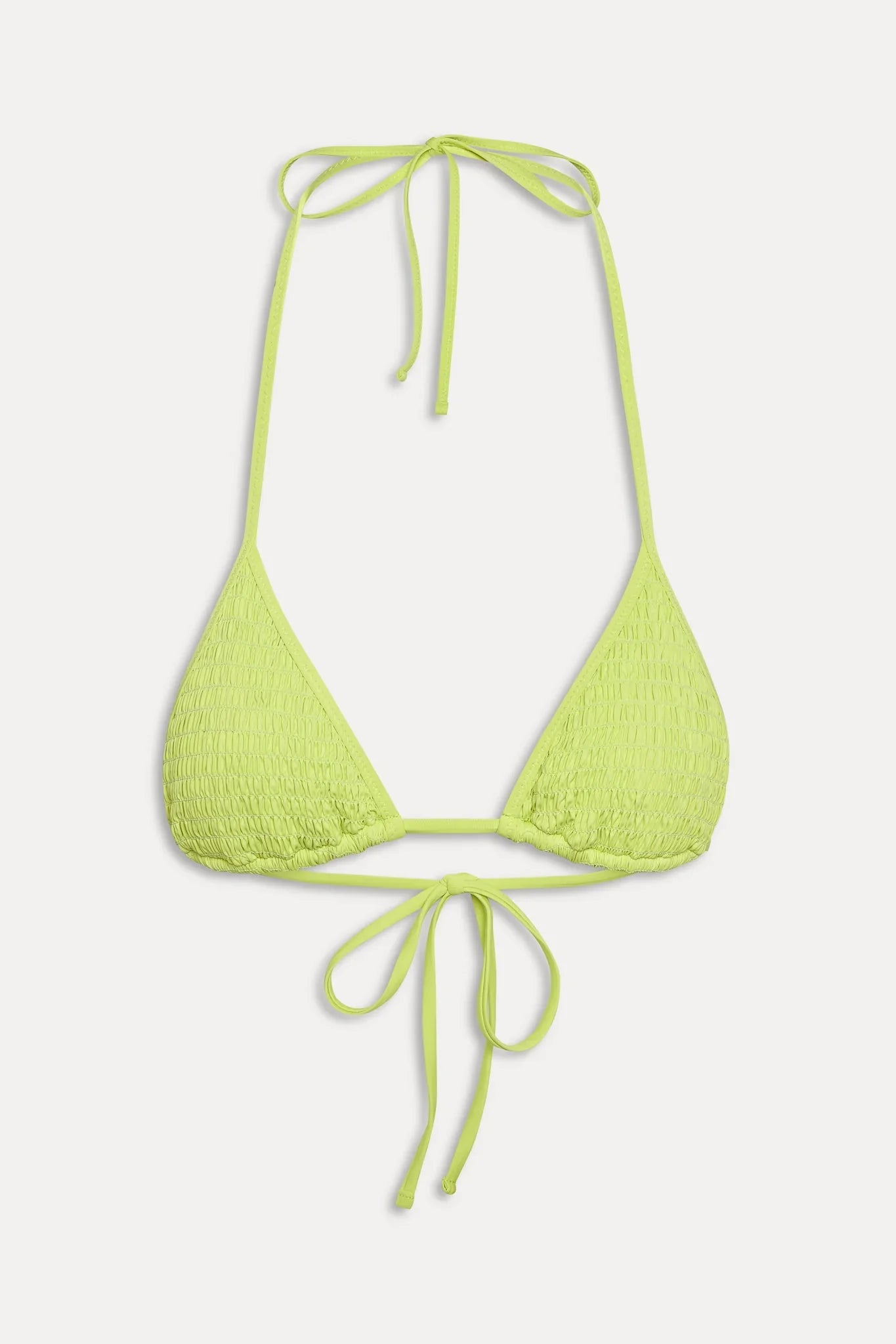 Nick Smocked Triangle Bikini Top - Sea Glass Green