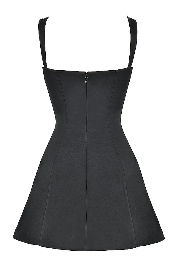 black satin and lace mini dress