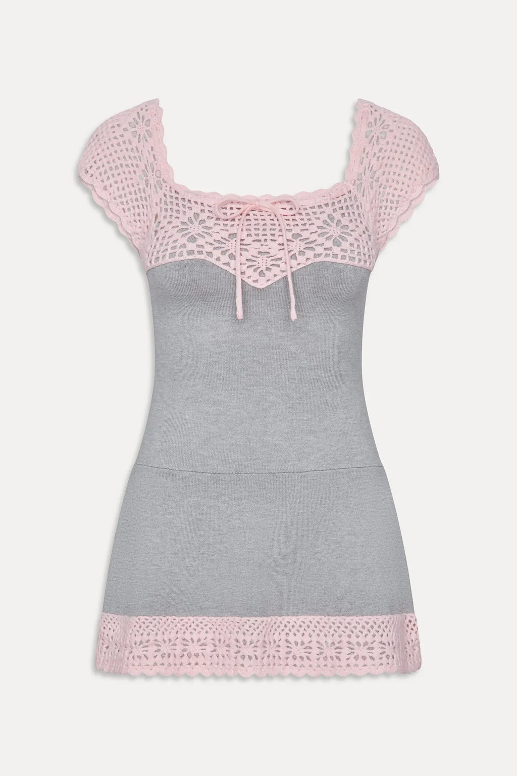 Lover Crochet Knit Mini Dress - Pink Flora