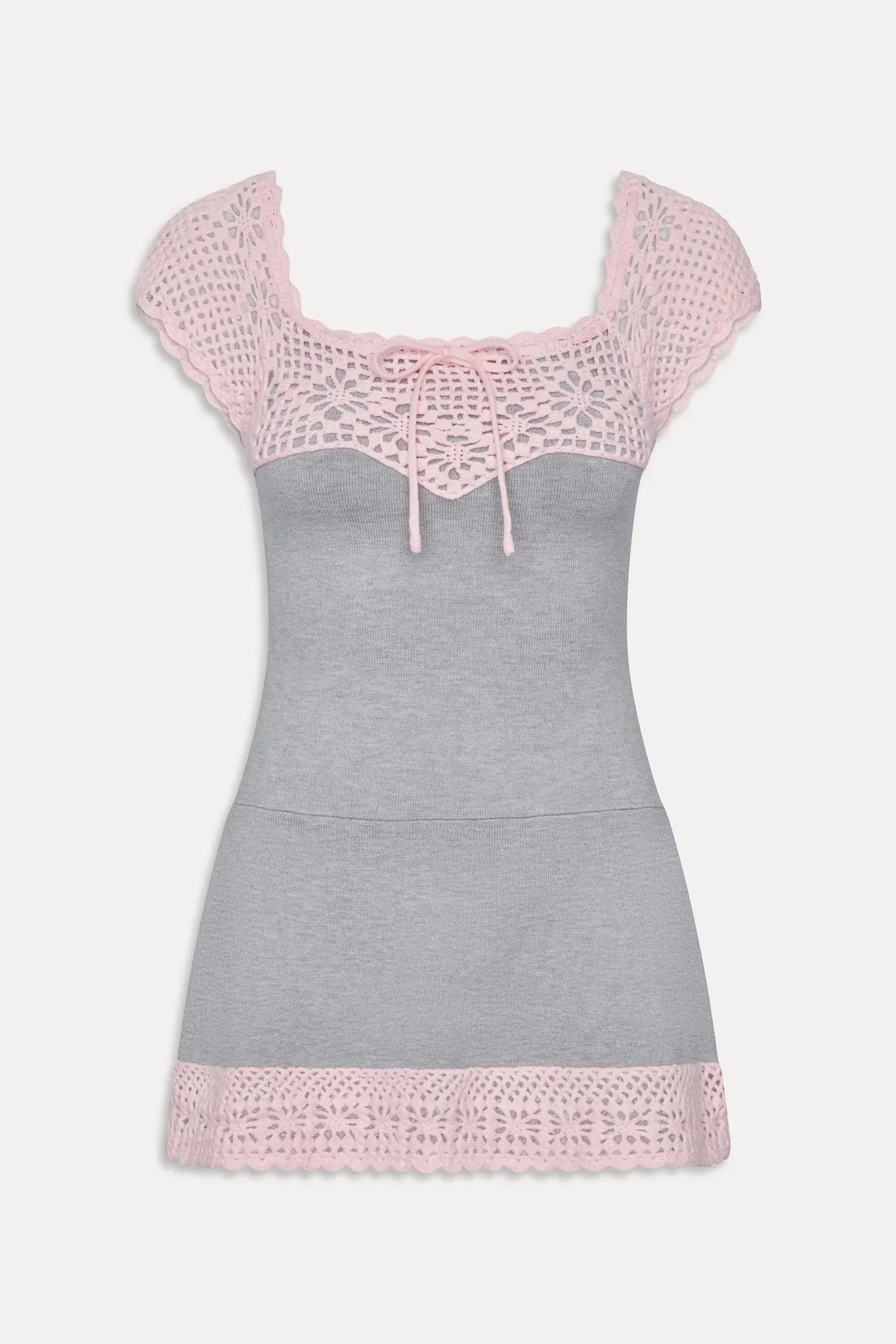 Lover Crochet Knit Mini Dress - Pink Flora