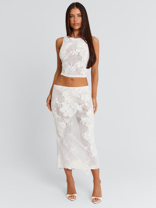 Antonella Midi Skirt White
