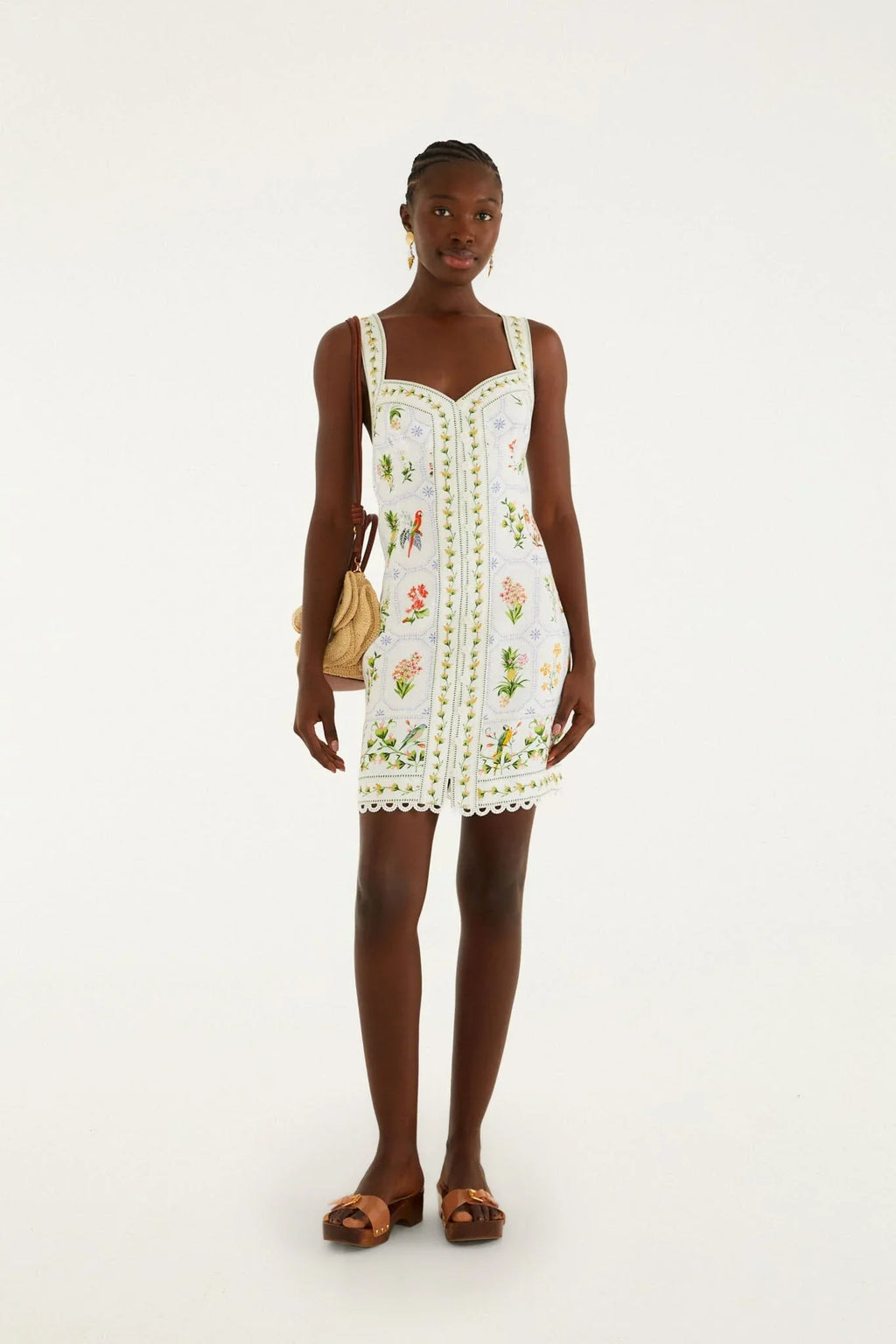 Tropical Porcelain Off-White Mini Dress