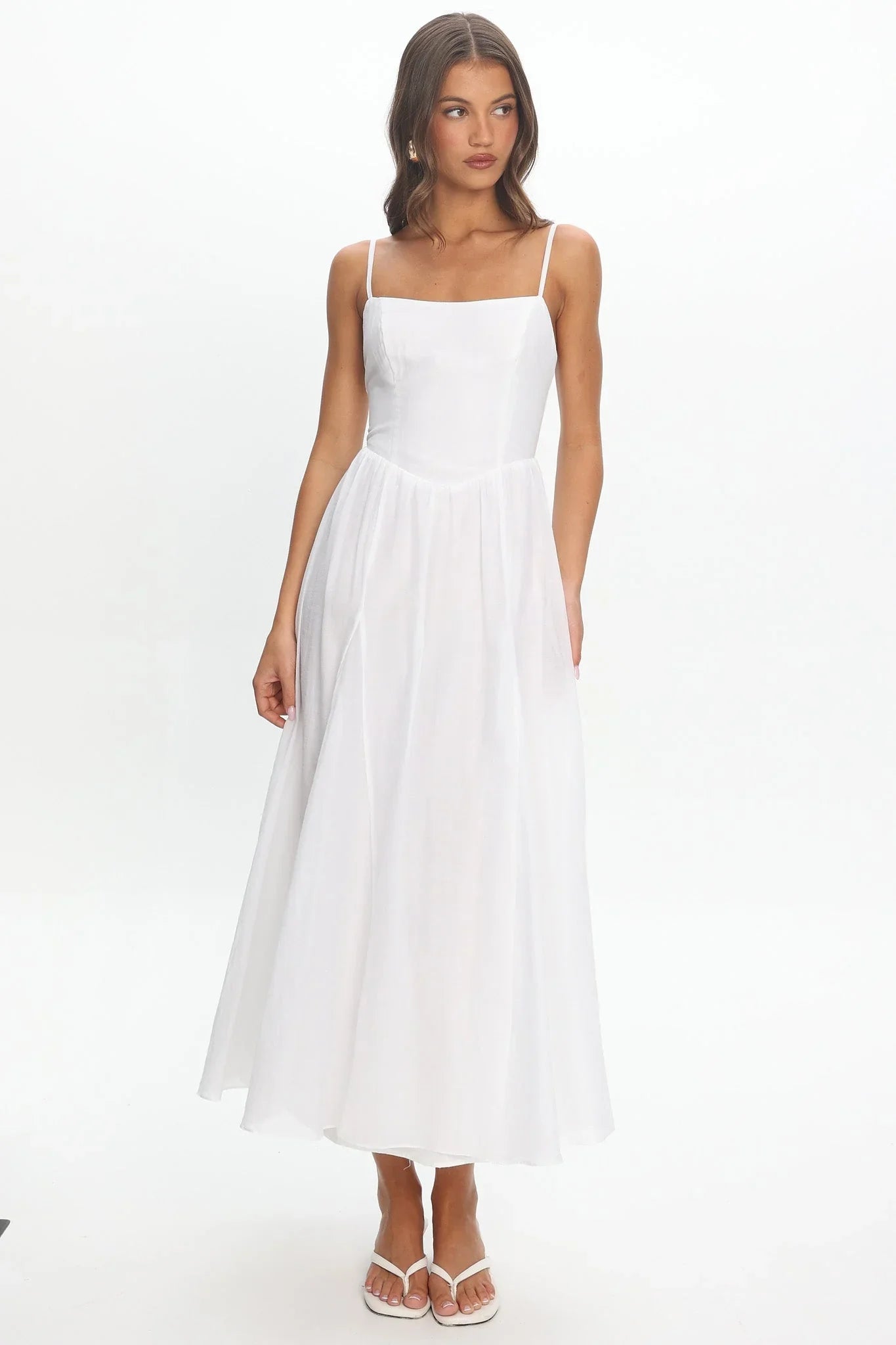 Dulce Scoop Neck Midi Dress White
