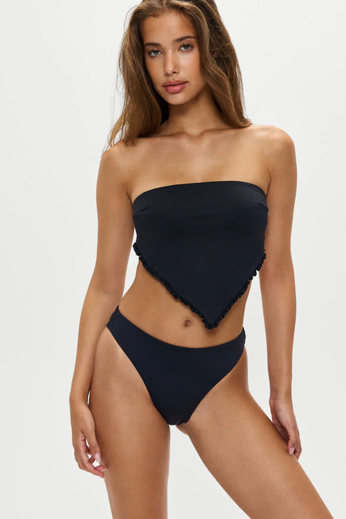 Beck High Waisted Bikini Bottom - Black