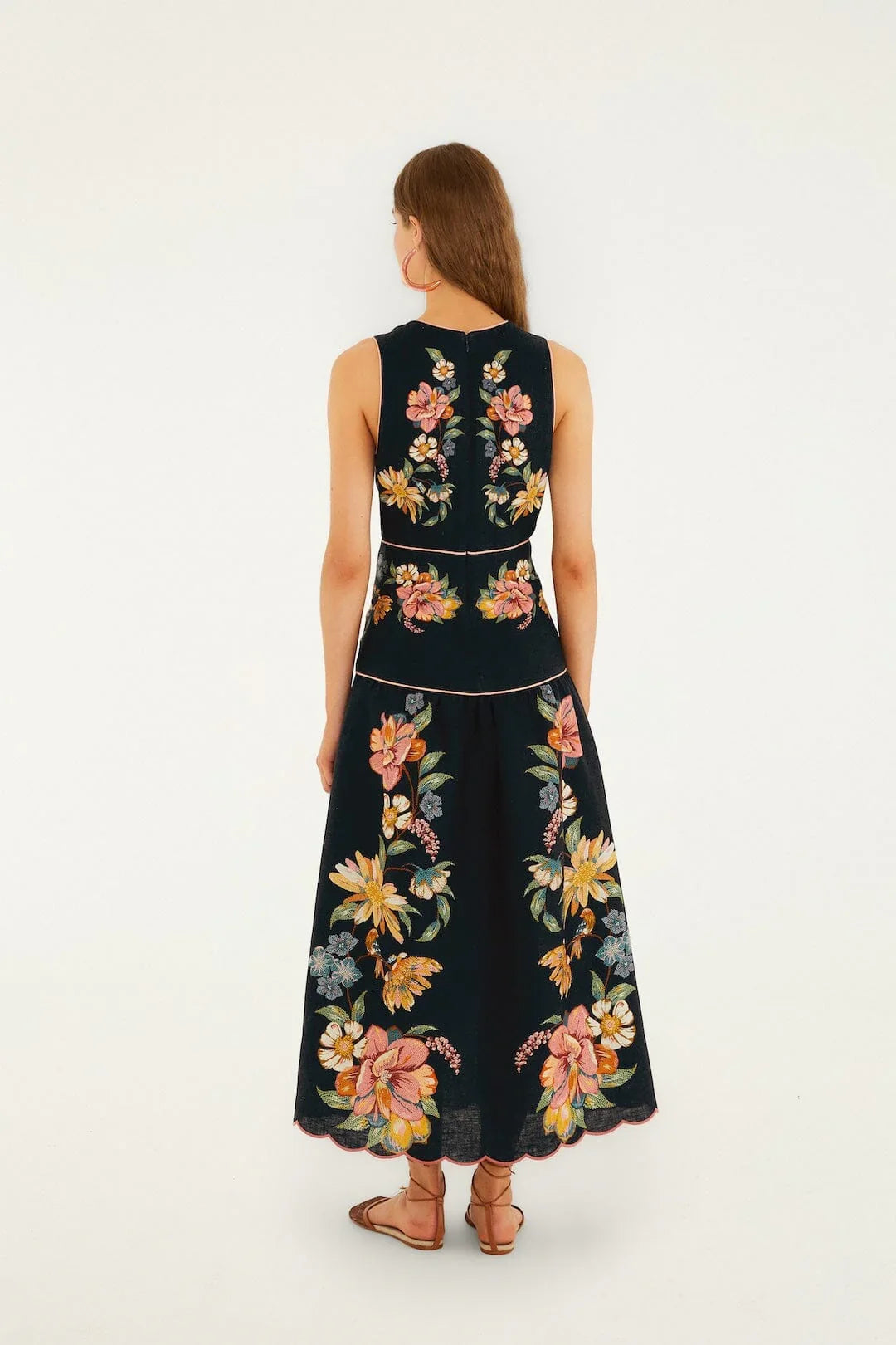 Dark Blue Maira Floral Midi Dress