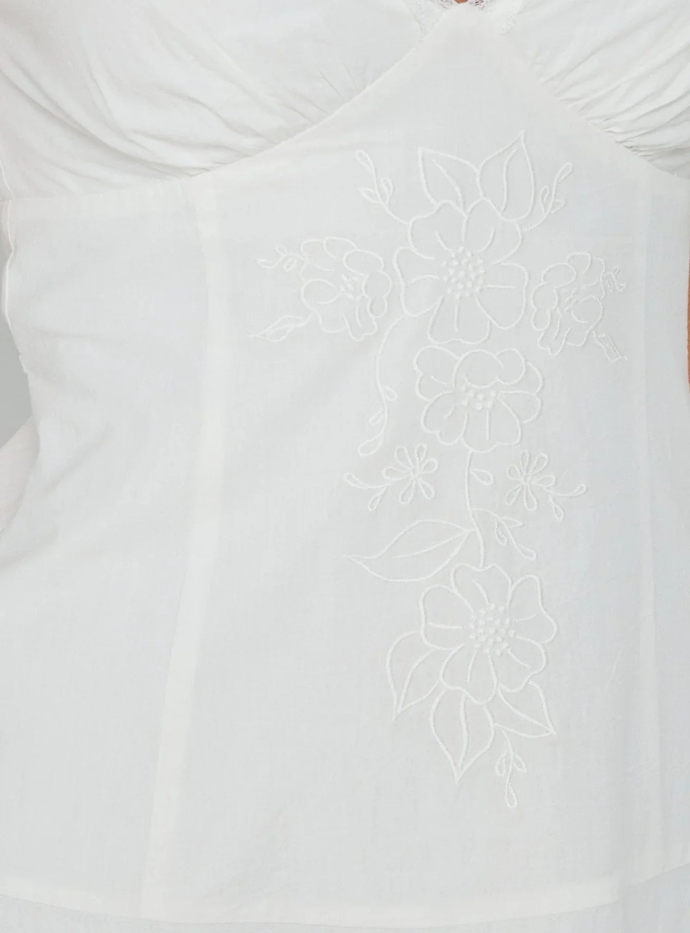 Splashy Lace Trim Mini Dress White
