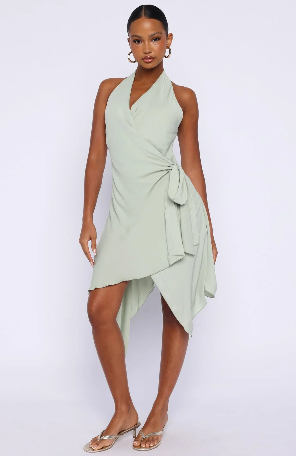 Reminiscing Halter Midi Dress Mint