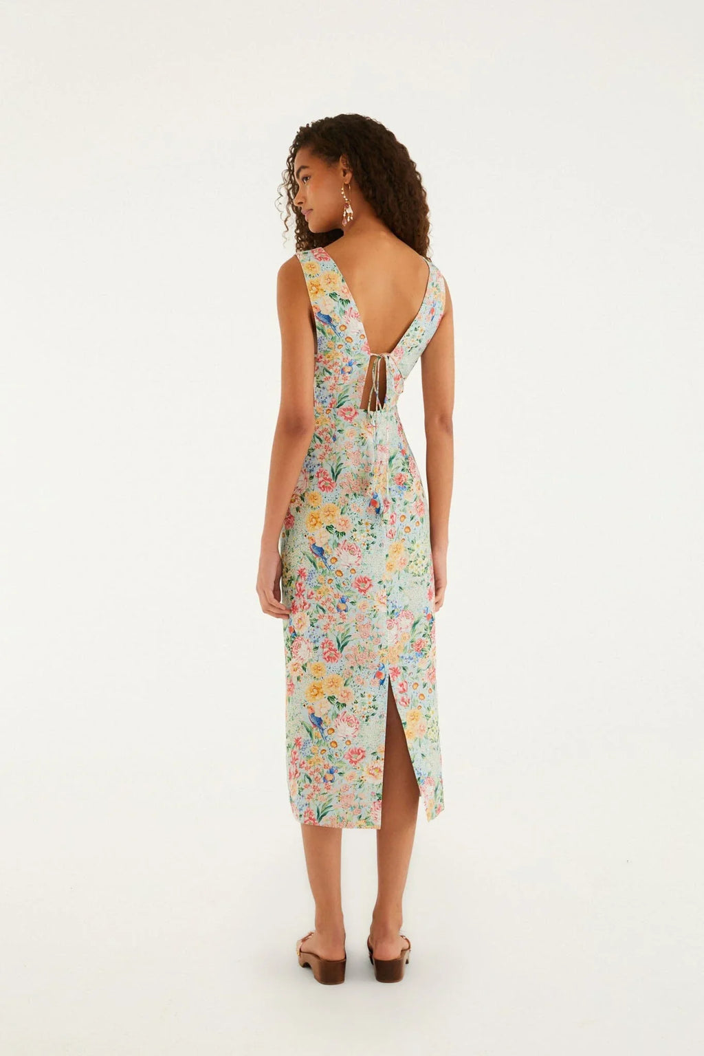 Multicolor Rendeira 3d Bodice  Midi Dress