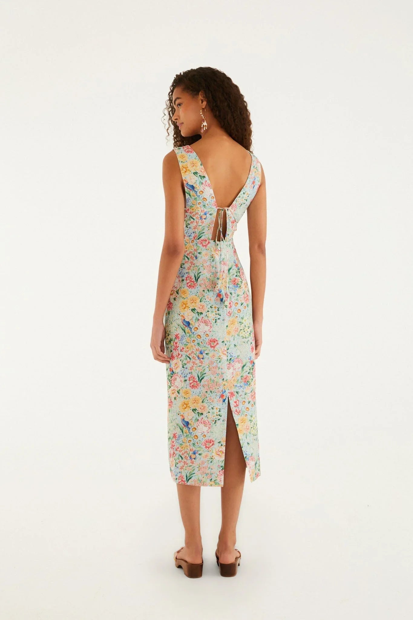 Multicolor Rendeira 3d Bodice  Midi Dress
